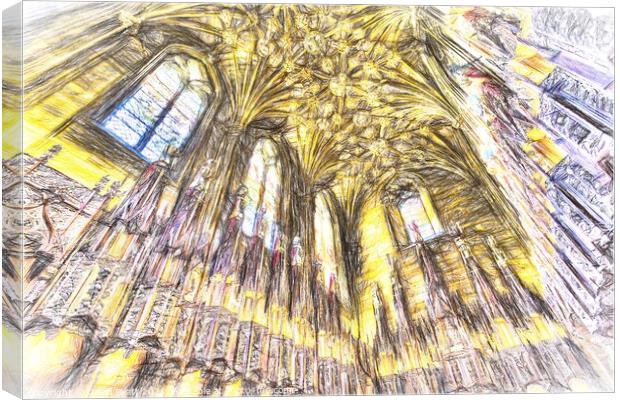 Edinburgh Cathedral Sketch Art   Canvas Print by David Pyatt