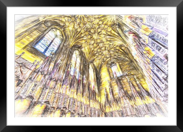 Edinburgh Cathedral Sketch Art   Framed Mounted Print by David Pyatt