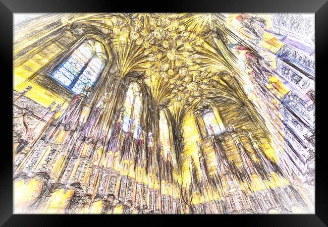 Edinburgh Cathedral Sketch Art   Framed Print by David Pyatt