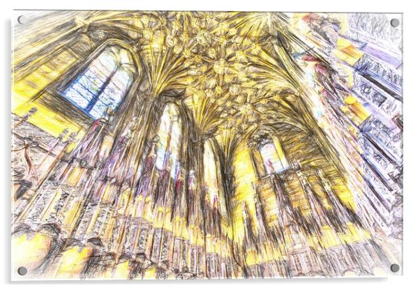 Edinburgh Cathedral Sketch Art   Acrylic by David Pyatt