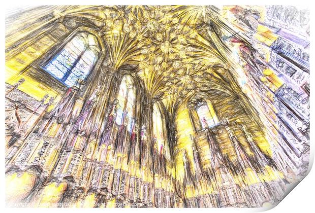 Edinburgh Cathedral Sketch Art   Print by David Pyatt