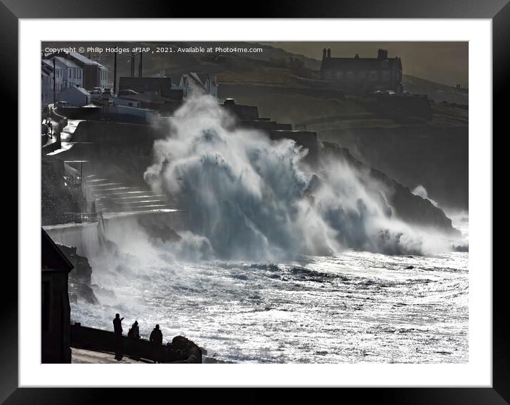 Watching the Storm, Porthleven, Cornwall Framed Mounted Print by Philip Hodges aFIAP ,