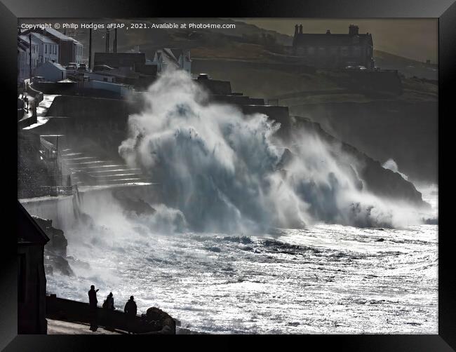 Watching the Storm, Porthleven, Cornwall Framed Print by Philip Hodges aFIAP ,