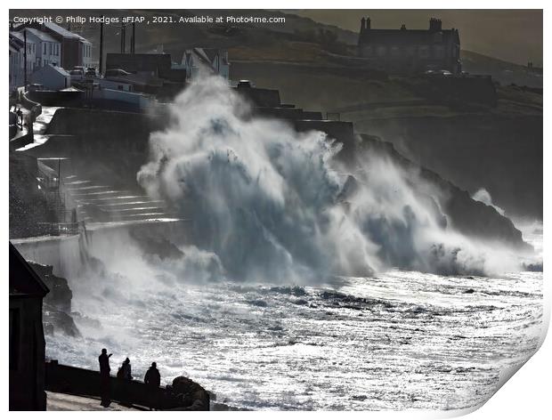 Watching the Storm, Porthleven, Cornwall Print by Philip Hodges aFIAP ,