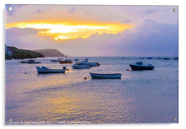 Sunset in Pembrokeshire Newport Acrylic by Julie Tattersfield