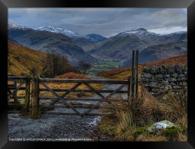Borrowdale gateway to the mountains in the lake district Cumbria 66 Framed Print by PHILIP CHALK