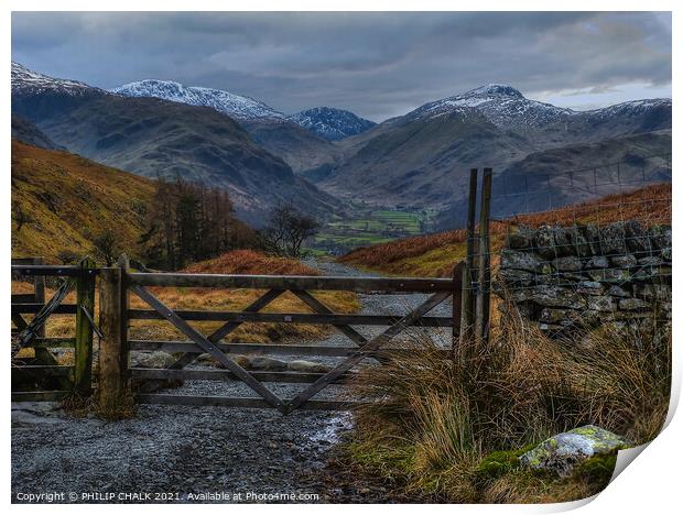 Borrowdale gateway to the mountains in the lake district Cumbria 66 Print by PHILIP CHALK