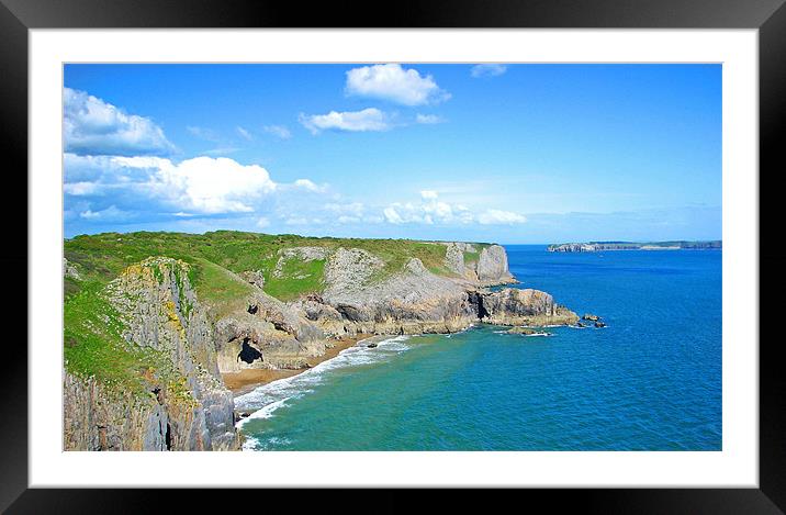 Lydstep Caverns.Tenby.Wales. Framed Mounted Print by paulette hurley