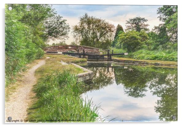 Guyers Lock on the Kennet and Avon Acrylic by Ian Lewis