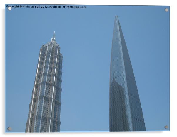 Shanghai World Financial Centre and JinMao Tower Acrylic by Nicholas Ball