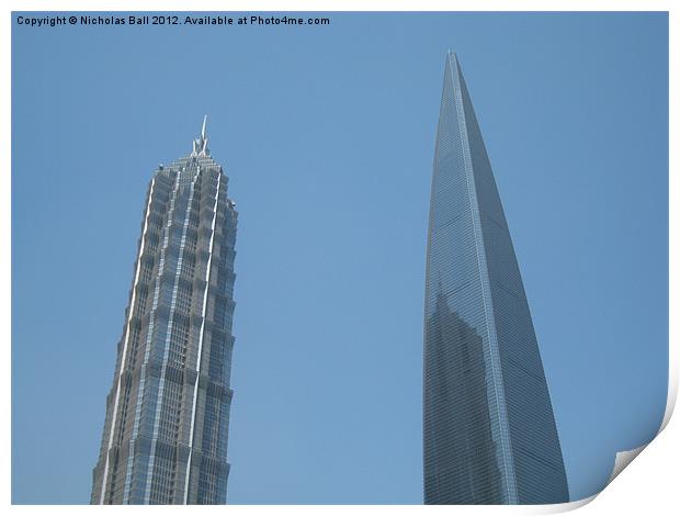 Shanghai World Financial Centre and JinMao Tower Print by Nicholas Ball