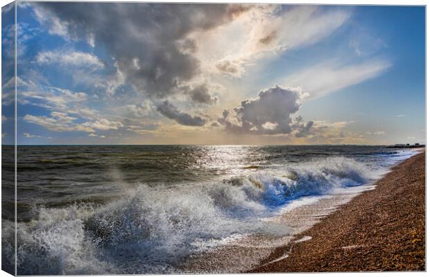 Evening Waves Canvas Print by David Hare