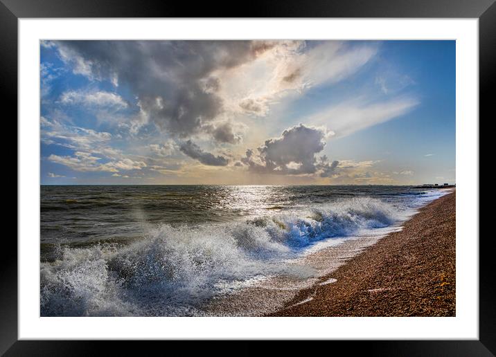 Evening Waves Framed Mounted Print by David Hare