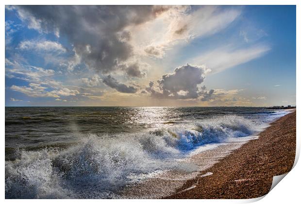 Evening Waves Print by David Hare