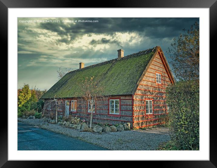 Walls and roof thatched houses in Hesnaes on Falster rural Denma Framed Mounted Print by Frank Bach