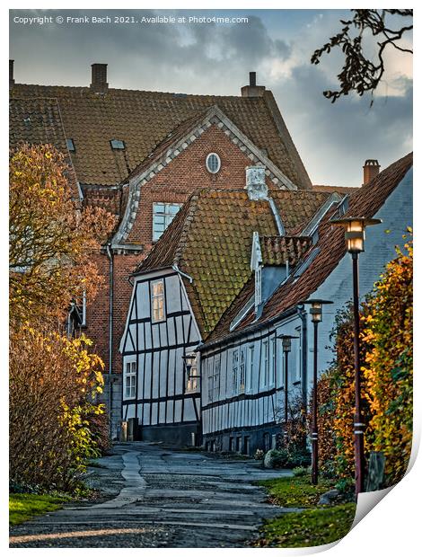 Small streets in Stubbekoebing Falster in rural Denmark Print by Frank Bach