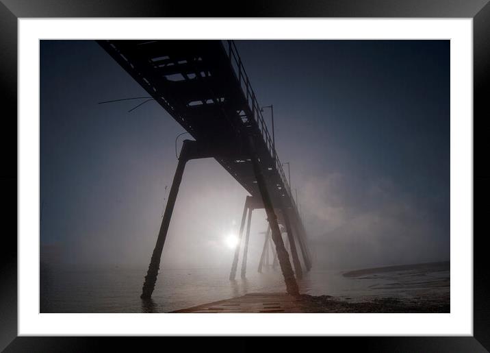 Tranmere Oil Jetty in dawn mist  Framed Mounted Print by Steve Carr