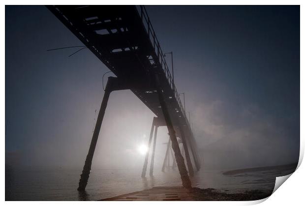 Tranmere Oil Jetty in dawn mist  Print by Steve Carr