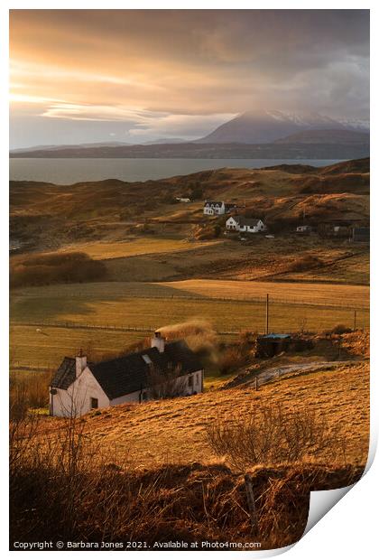 Cuillin Sunset Tarskavaig Skye Scotland. Print by Barbara Jones