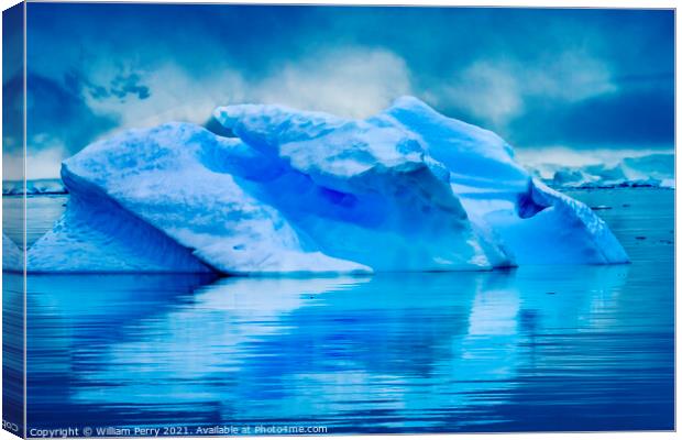 Blue Iceberg Reflection Paradise Bay Antarctica Canvas Print by William Perry