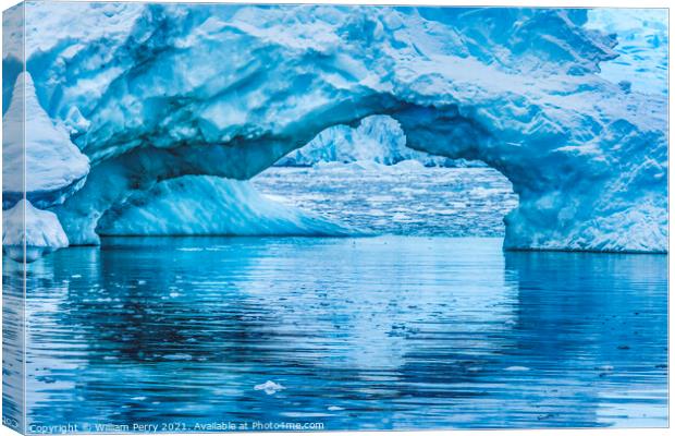 Blue Iceberg Arch Reflection Paradise Bay Antarctica Canvas Print by William Perry