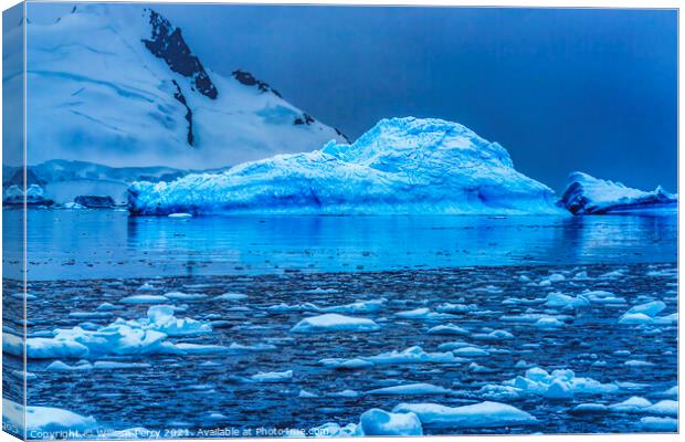 Blue Iceberg Reflection Paradise Bay Skintorp Cove Antarctica Canvas Print by William Perry