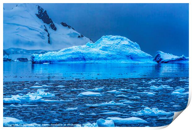 Blue Iceberg Reflection Paradise Bay Skintorp Cove Antarctica Print by William Perry