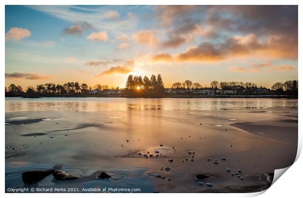 Sunrise over Ice Print by Richard Perks