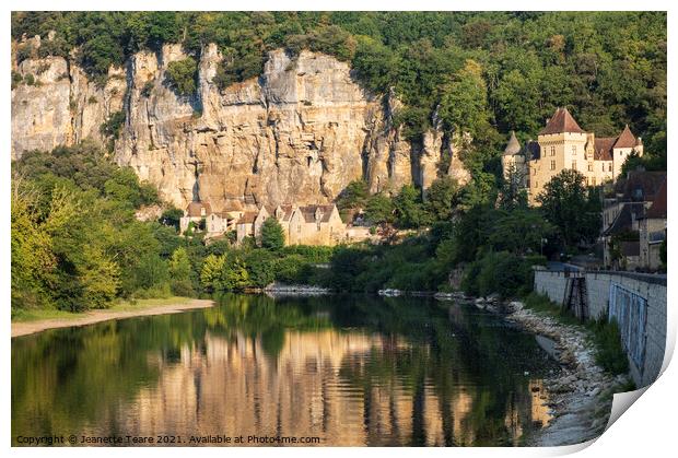 Morning reflection on the dordogne Print by Jeanette Teare
