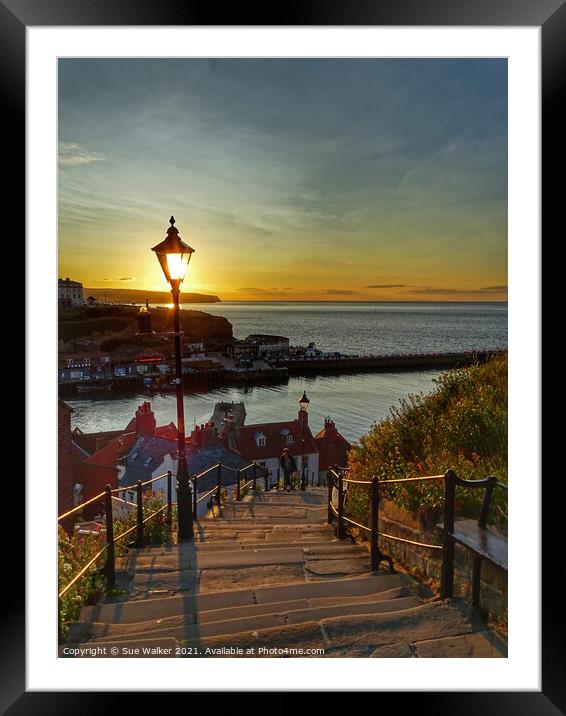 Whitby sunset Framed Mounted Print by Sue Walker