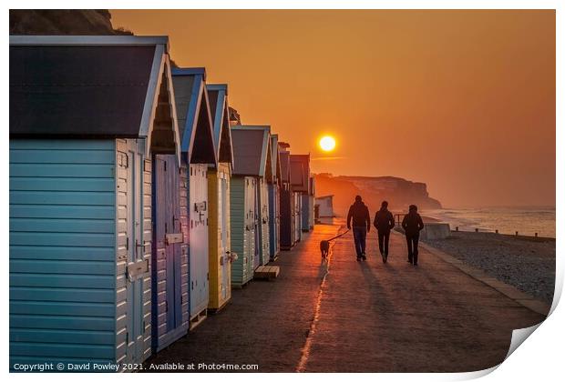 Sunset Walk on Cromer Seafront  Print by David Powley