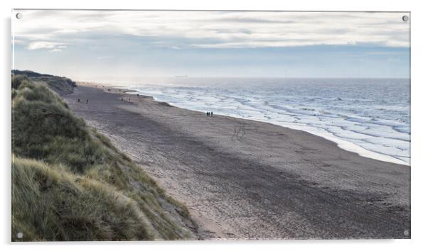 Foot prints dotted over the beach at Formby Acrylic by Jason Wells