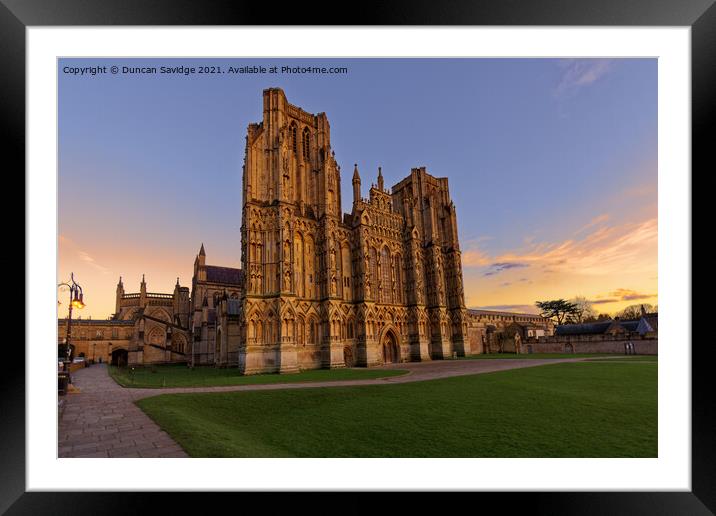 Sunset at Wells Cathedral  Framed Mounted Print by Duncan Savidge