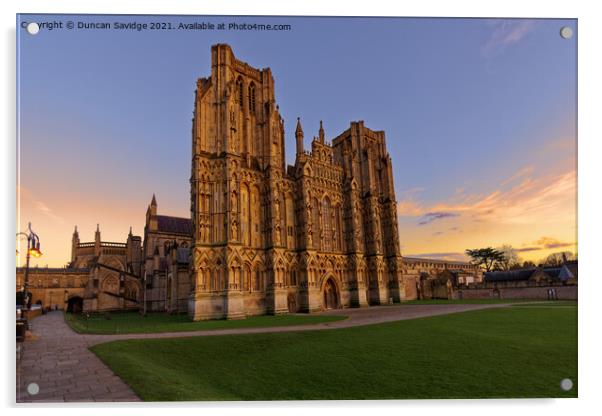 Sunset at Wells Cathedral  Acrylic by Duncan Savidge