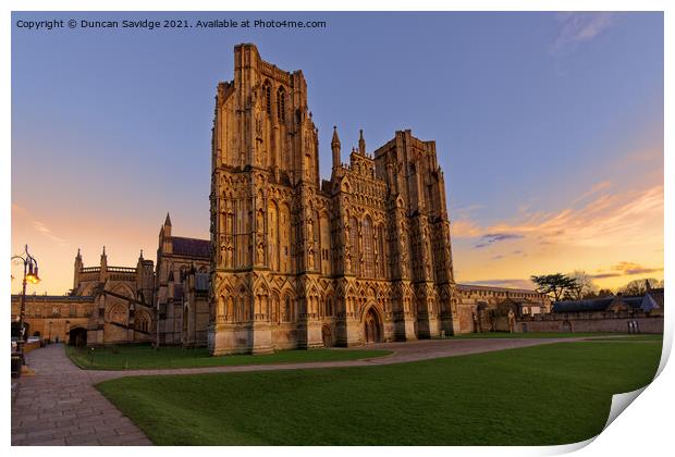Sunset at Wells Cathedral  Print by Duncan Savidge