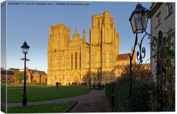 Wells Cathedral golden hour Canvas Print by Duncan Savidge