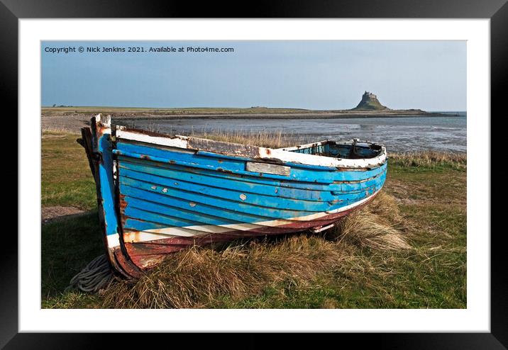 Abandoned Rowing Fishing Boat Lindisfsarne Framed Mounted Print by Nick Jenkins