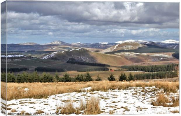 Snow on the Cheviot Hills Canvas Print by mick vardy