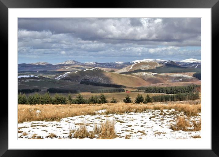 Snow on the Cheviot Hills Framed Mounted Print by mick vardy