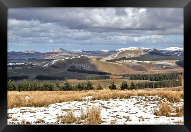 Snow on the Cheviot Hills Framed Print by mick vardy