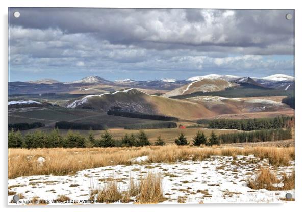 Snow on the Cheviot Hills Acrylic by mick vardy