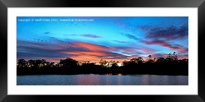 Red cirrostratus cloudy sunset landscape. Framed Mounted Print by Geoff Childs