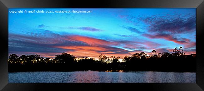 Red cirrostratus cloudy sunset landscape. Framed Print by Geoff Childs
