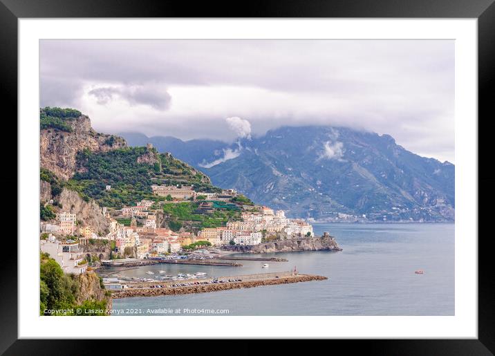 Amalfi under heavy clouds Framed Mounted Print by Laszlo Konya