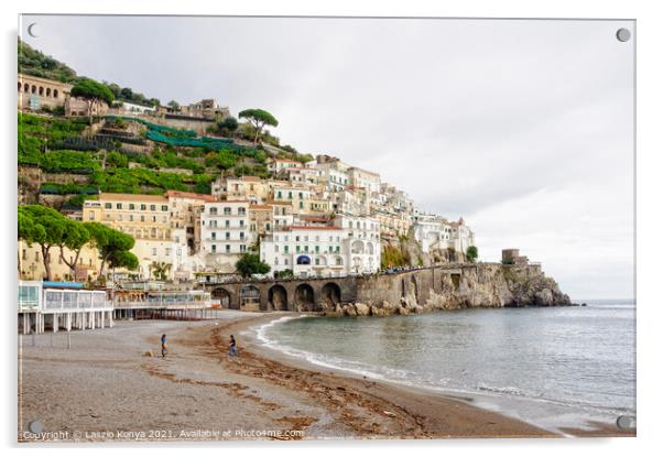 Amalfi Beach on an overcast day Acrylic by Laszlo Konya