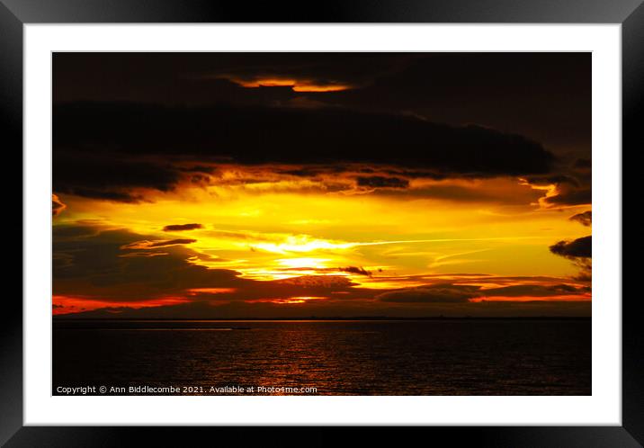 Yellow and orange sunset Framed Mounted Print by Ann Biddlecombe