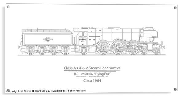 Class A3 steam locomotive Flying Fox Circa 1964 Acrylic by Steve H Clark