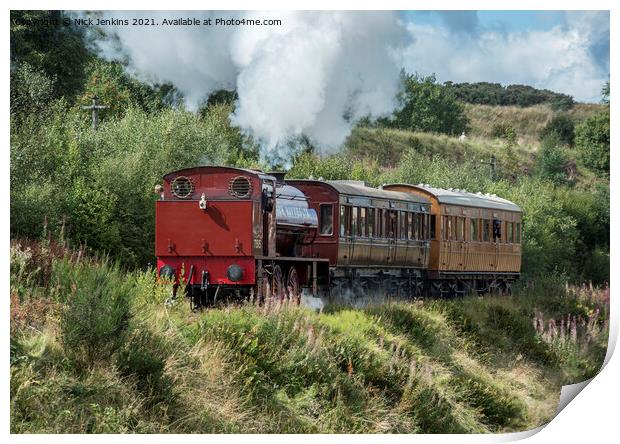 Steam Loco and Carriages Pontypool Blaenavon Railw Print by Nick Jenkins