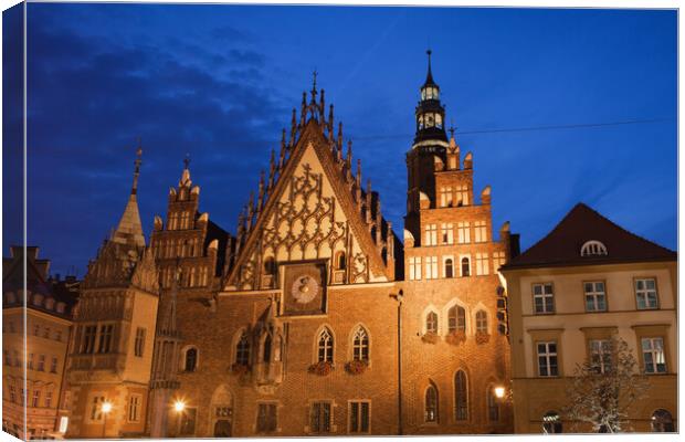 Wroclaw Old Town Hall At Night Canvas Print by Artur Bogacki