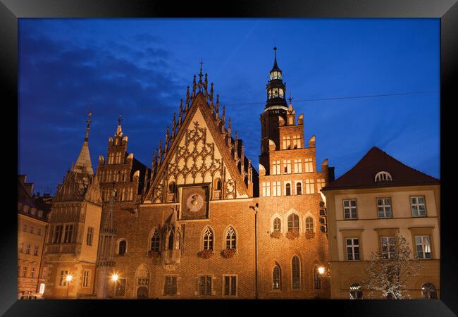 Wroclaw Old Town Hall At Night Framed Print by Artur Bogacki
